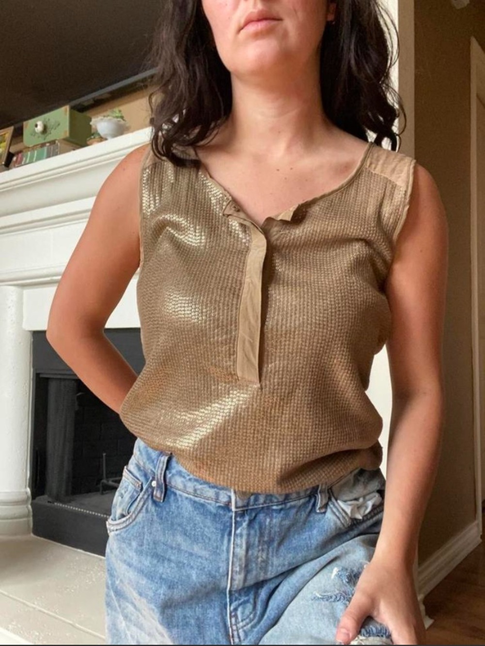 J. Crew Metallic Gold Tank Top